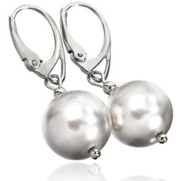 Perły Seashell Białe Kolczyki Srebro