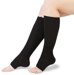 Podkolanówki uciskowe zapinane na zamek błyskawiczny L/XL czarne