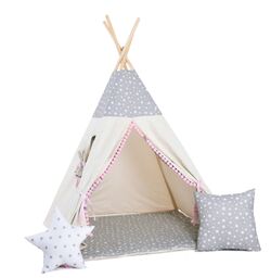 Namiot tipi dla dzieci, bawełna, okienko, poduszka, gwiazdkowa