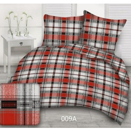 Pościel z kory 180x200 czerwona krzyś kratka 100%
