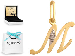 Złota zawieszka 585 literka Zirkonia PREZENT