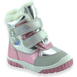 Błyszczące śniegowce Softshell dla dziewczynki Wojtyłko 26116 Srebrny