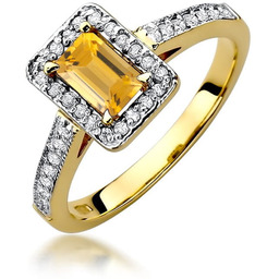 Złoty pierścionek Cytryn 0,60ct żółte złoto pr. 585