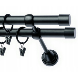 Karnisz Metalowy podwójny fi19 mm 290cm Czarny mat