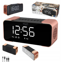 Radiobudzik Bezprzewodowy Radio Zegar Bluetooth Fm/aux/sd Miedziany Adler