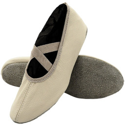 Skórzane baletki do tańca gimnastyki beżowe