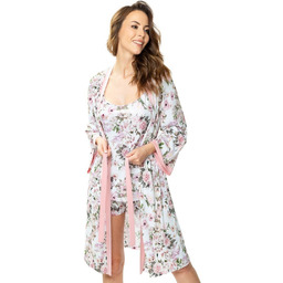 Piękny peniuar damski KAMELIA w kwiaty : Kolor