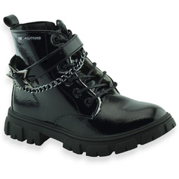 Lakierowane trapery dziewczęce z łańcuszkiem buty zimowe Wojtyłko