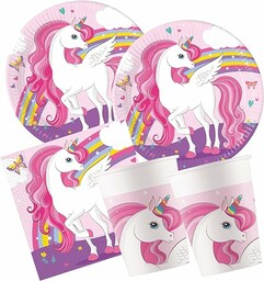 Procos - Zestaw imprezowy S Unicorn Rainbow, 52-częściowy