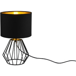 Lampa stołowa druciana podstawa i czarno złoty abażur