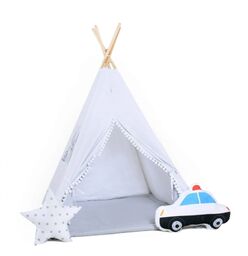Namiot tipi dla dzieci, bawełna, okienko, radiowóz, biały