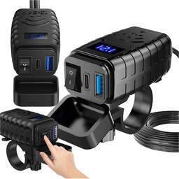 Ładowarka Motocyklowa z Wyświetlaczem, Szybkie Ładowanie 36W PD