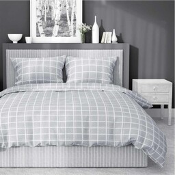 Pościel satynowa 180x200 Home Satin 58 szara kratka