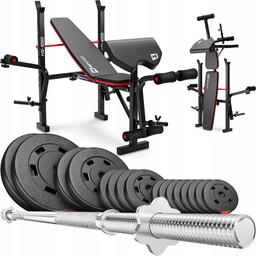 Zestaw obciążeń bitum 59kg z gryfem prostym ławka