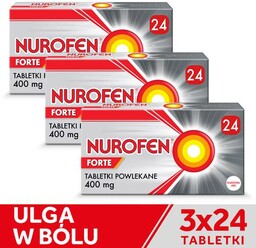 Zestaw 3x NUROFEN FORTE, 24 tabletki