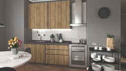 Zestaw mebli kuchennych antracyt / dąb craft 180