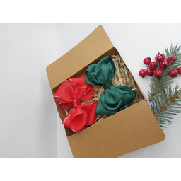 Zestaw kokardek do włosów czerwona ze srebrem