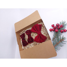 Zestaw kokardek do włosów czerwona i bordowe welurowe