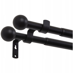 Regulowany Podwójny Karnisz Teleskopowy 120-210 CM Kula Czarny