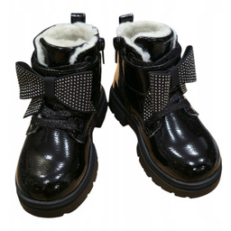 Wojtyłko Trzewiki Dziewczęce Ocieplane Kozaczki Czarne Lakierki Glany