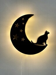 Lampka nocna led Kot Na Księżycu wł.
