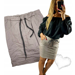 Spódnica Wiskoza lycra ECO skóra skórki Wysoki Stan