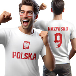 T-shirt personalizowany koszulka męska Polska Orzeł Euro r.