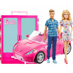 Barbie Zestaw 2X Lalka + Kabriolet + Szafa