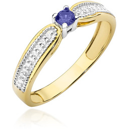 Złoty pierścionek Tanzanit 0,15ct żółte złoto pr. 585