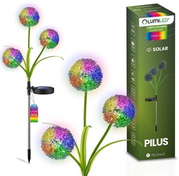 Lampa ogrodowa solarna wbijana RGB 71cm czosnek kwiat