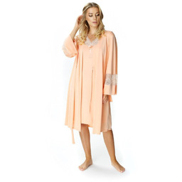 Piękny peniuar damski Paula wiązany długi rękaw :