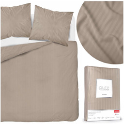 Pościel Pure Adamaszek Paski 160X200cm Taupe Premium