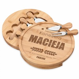 Deska drewniana do sera zestaw z grawerem