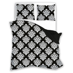 Pościel bawełniana 180x200 Glamour czarna biała ornamenty