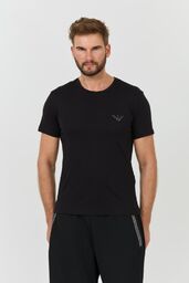 EMPORIO ARMANI Czarny męski t-shirt logo brodé