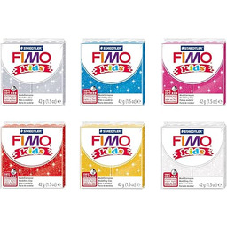 FIMO kids glina brokatowa, 6 bloczków w kolorze
