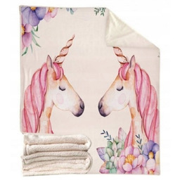 2X Koc-yk Narzuta Dla Dzieci Unicorn Ciepły Beżowy