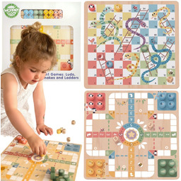 WOOPIE GREEN Gry Planszowe Logiczne 2w1 Ludo Chińczyk