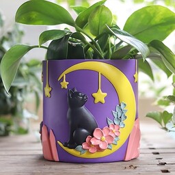 GUGUGO Moon Cat urocze doniczki na kwiaty, unikalna