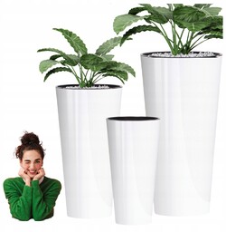 Donice Z Wkładem Plastikowe Zestaw X3 Biała Donica