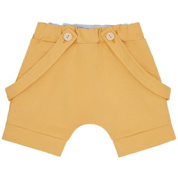 Krótkie spodenki z szelkami, musztardowe - 62