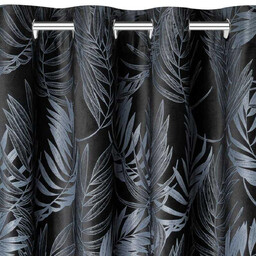 Zasłona welwetowa czarna w palmowe liście ZKKP-01