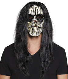 Maska lateksowa Voodoo z włosami - 1 szt.