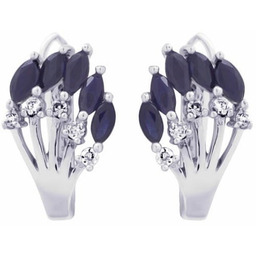 ENAYA SARA Srebrne kolczyki z szafirami, angielskie zapięcie