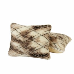 Kampol Poduszka merynos 50x60 Serpe beżowa brązowa kratka
