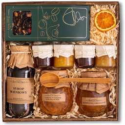 Kosz prezentowy zestaw konfitury syrop cytryny w syropie