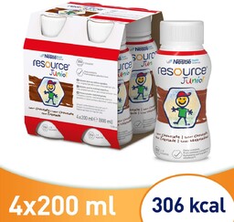 Resource Junior smak czekoladowy, 4 x 200 ml