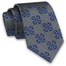 Szary Elegancki Męski Krawat -ALTIES- 7cm, Stylowy, Klasyczny,