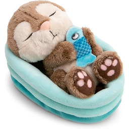 Pluszowa wydra z rybką 12cm śpiąca w koszyku