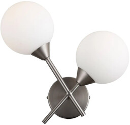 Kinkiet metalowy srebrny dwupunktowy z kulistymi kloszami WL-55342-2-SN